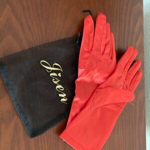 Gloves "Faux" Silk/Satin Red